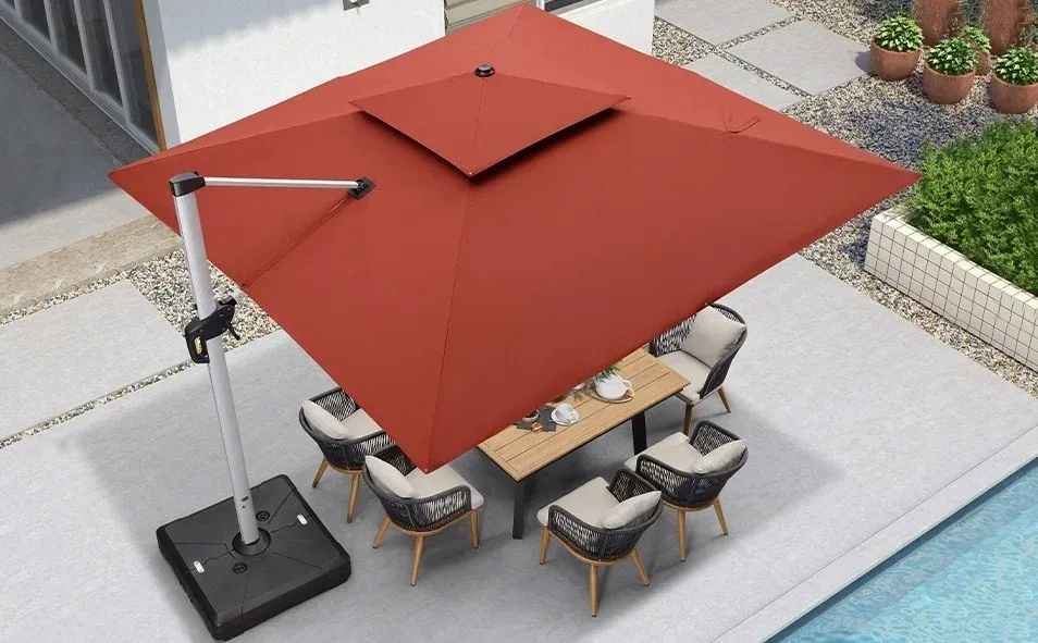Sales Solar Powered LED Cantilever Patio Umbrella