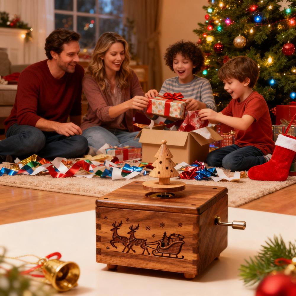 Wooden Christmas Music Box