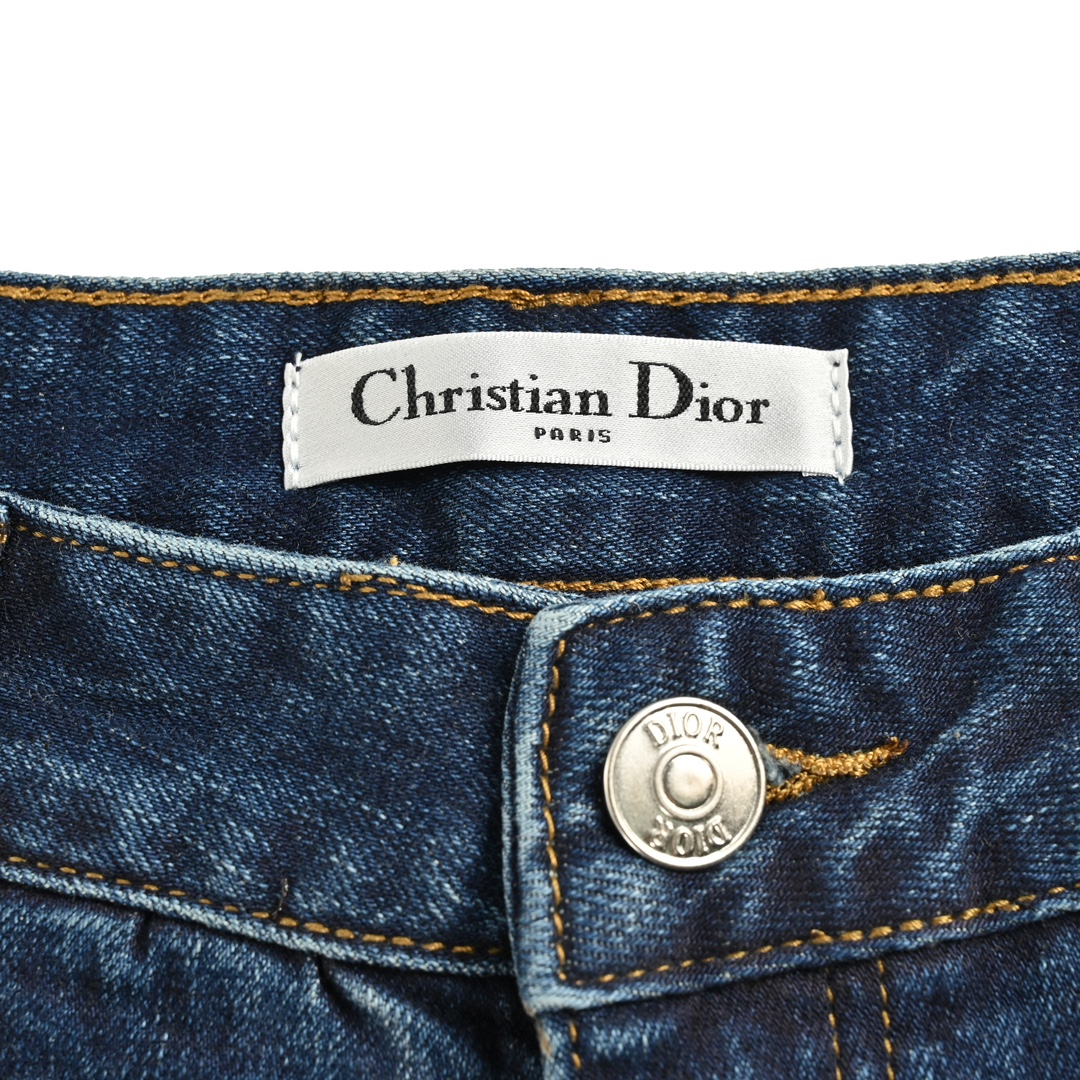Dior pocket square silver logo embroidered jeans