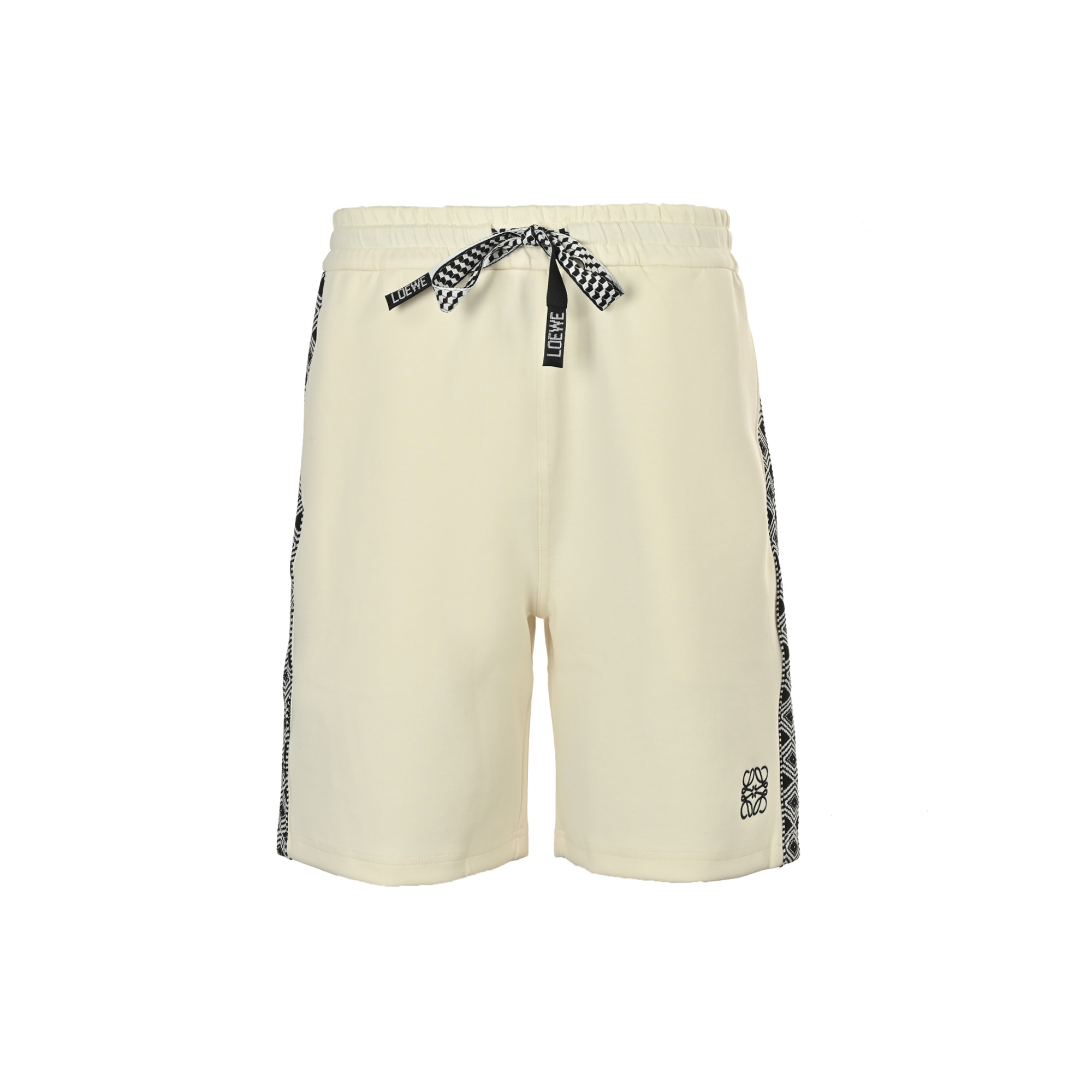 Loewe 25ss ethnic style side color-blocked webbing jacquard shorts