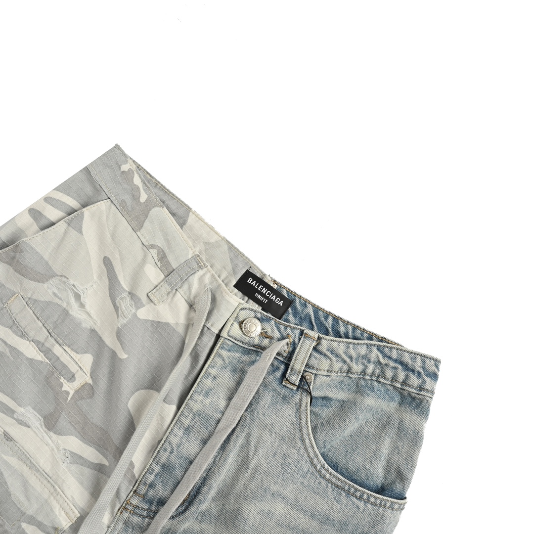 Balenciaga 24Fw camouflage patchwork jeans
