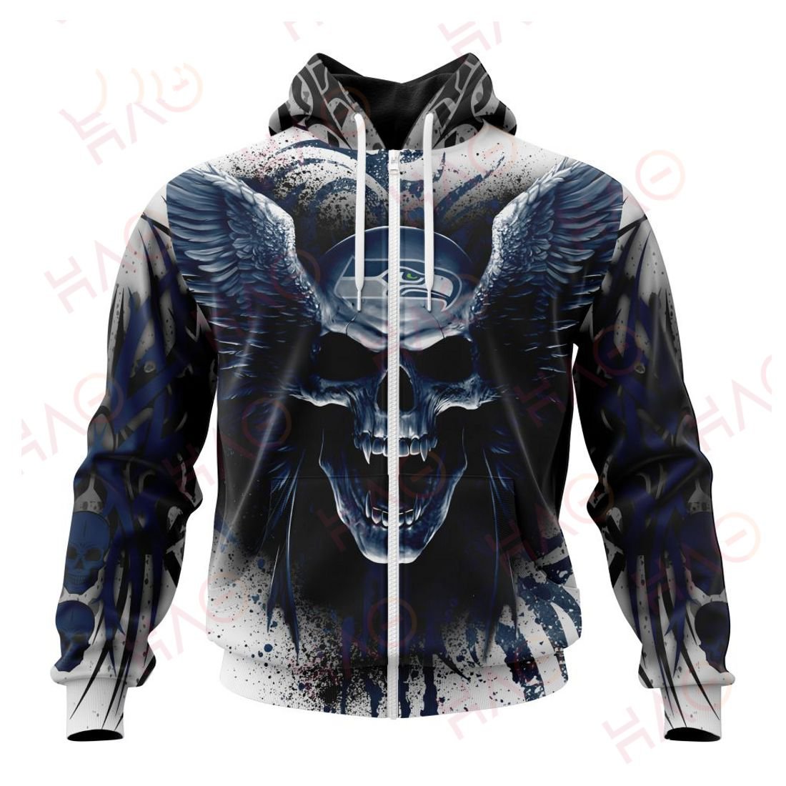 SEATTLE SEAHAWKS 3D HOODIE SKULL ART