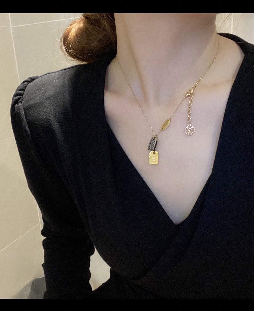 Louis Vuitton Nanogram Two-tone Logo Tag Necklace