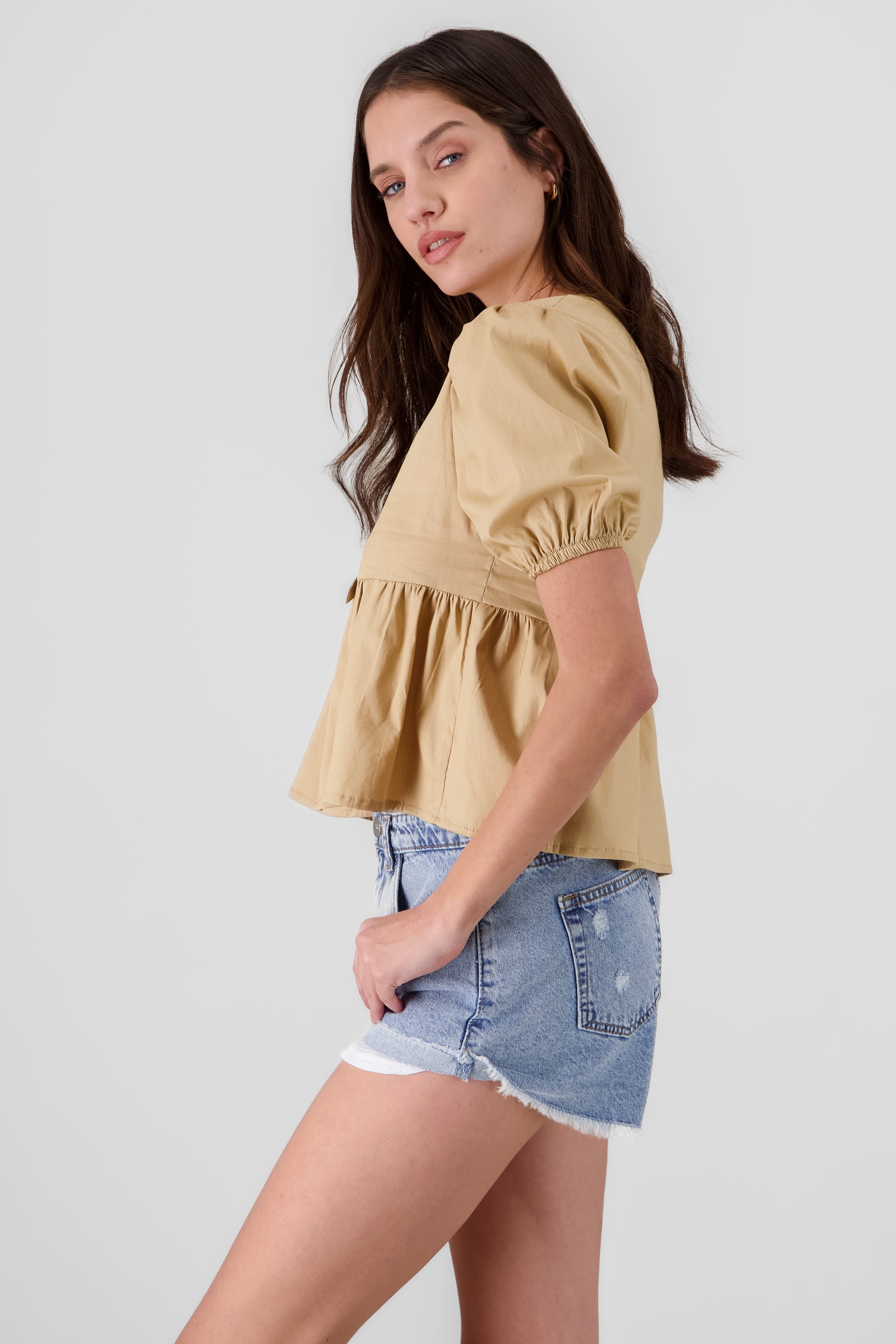 Puff Sleeve Blouse With Bow Detail