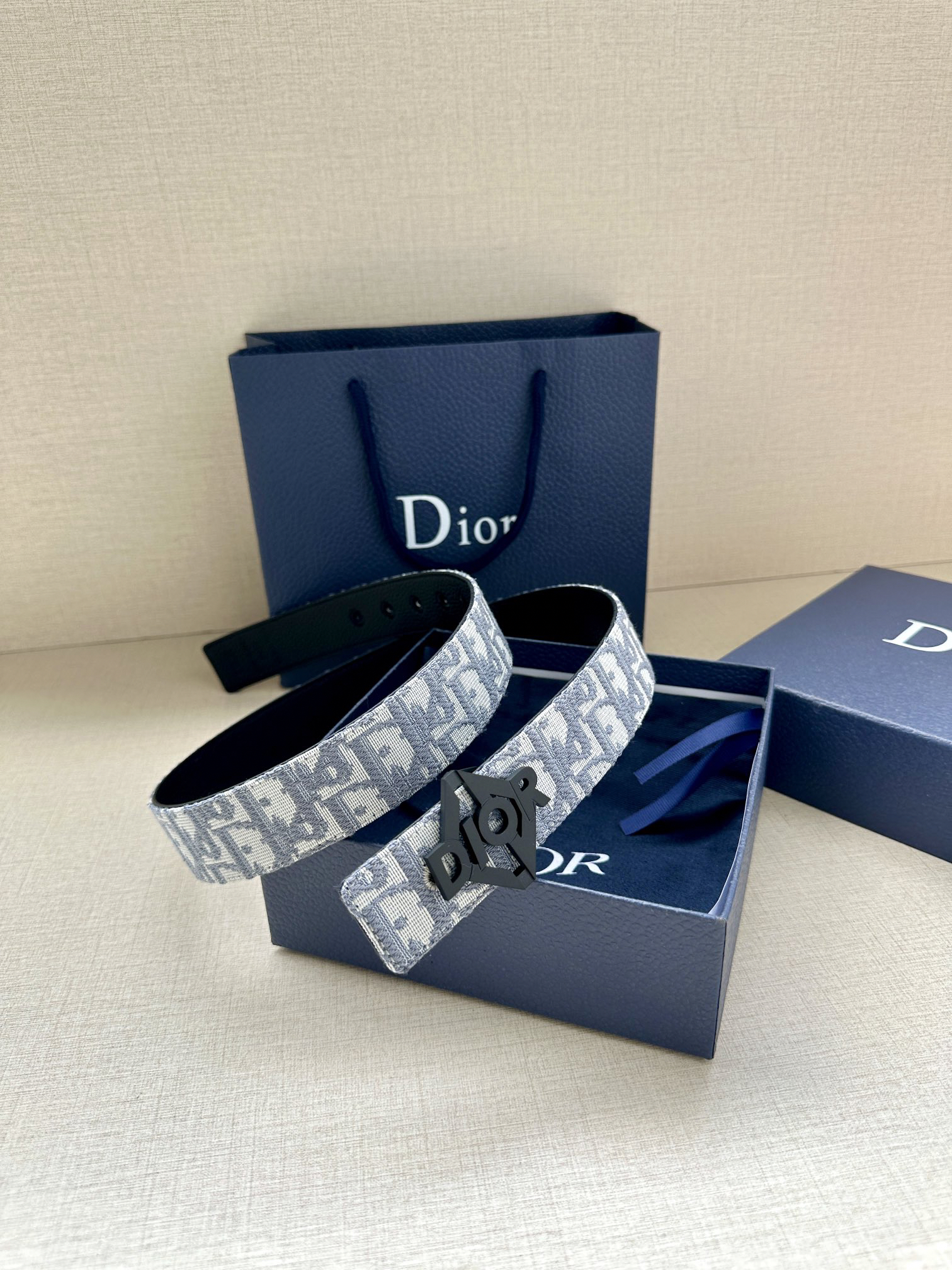 Dior square buckle leather belt 3.5CM wide