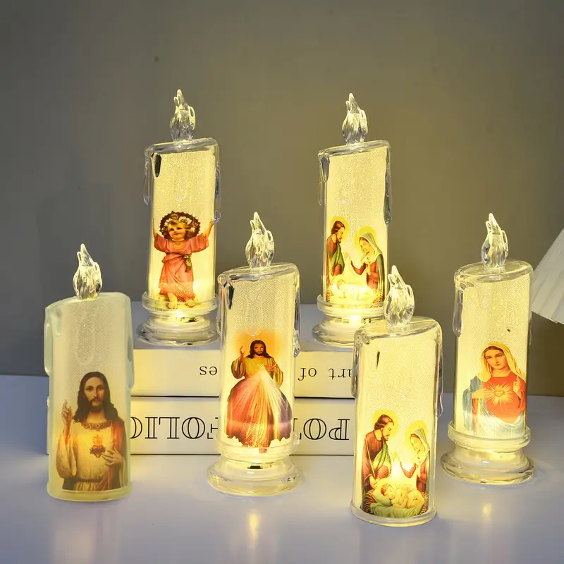 🕯️🕯️LED prayer flameless candles, Jesus saints religious decoration, Christmas Easter gift-Buy 5 Free Shipping