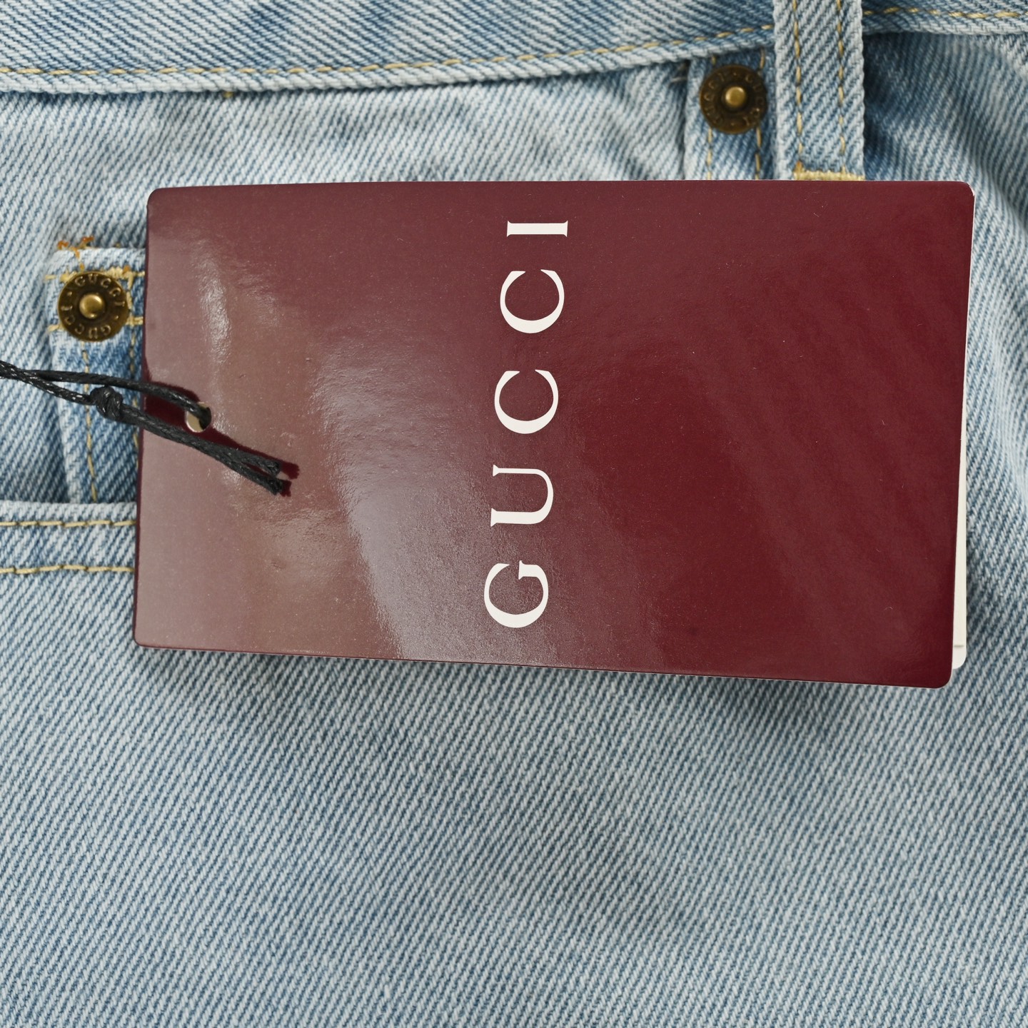 Gucci Double G print washed blue denim shorts