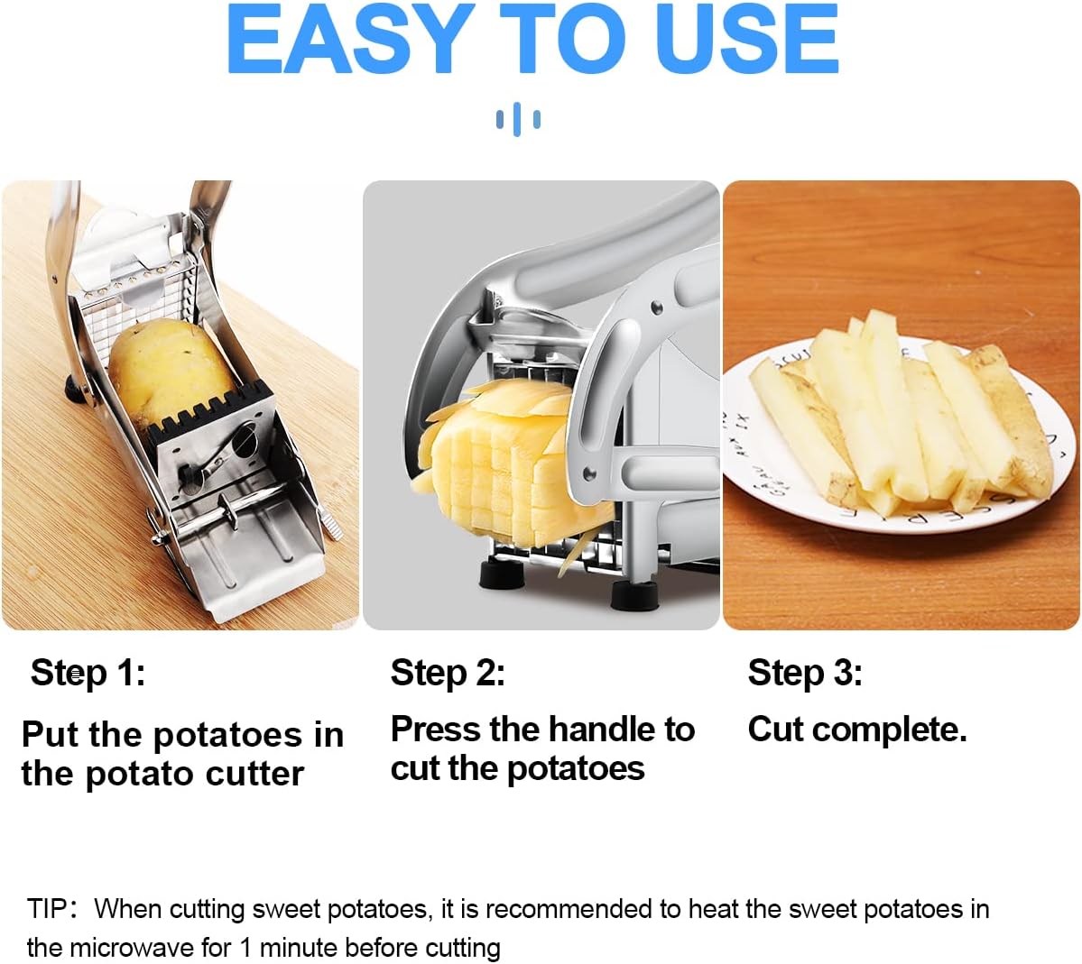 🔥Last Day 50% OFF🔥Stainless Steel French Fry Cutter with 2 Blades-Buy 2 Free Shipping