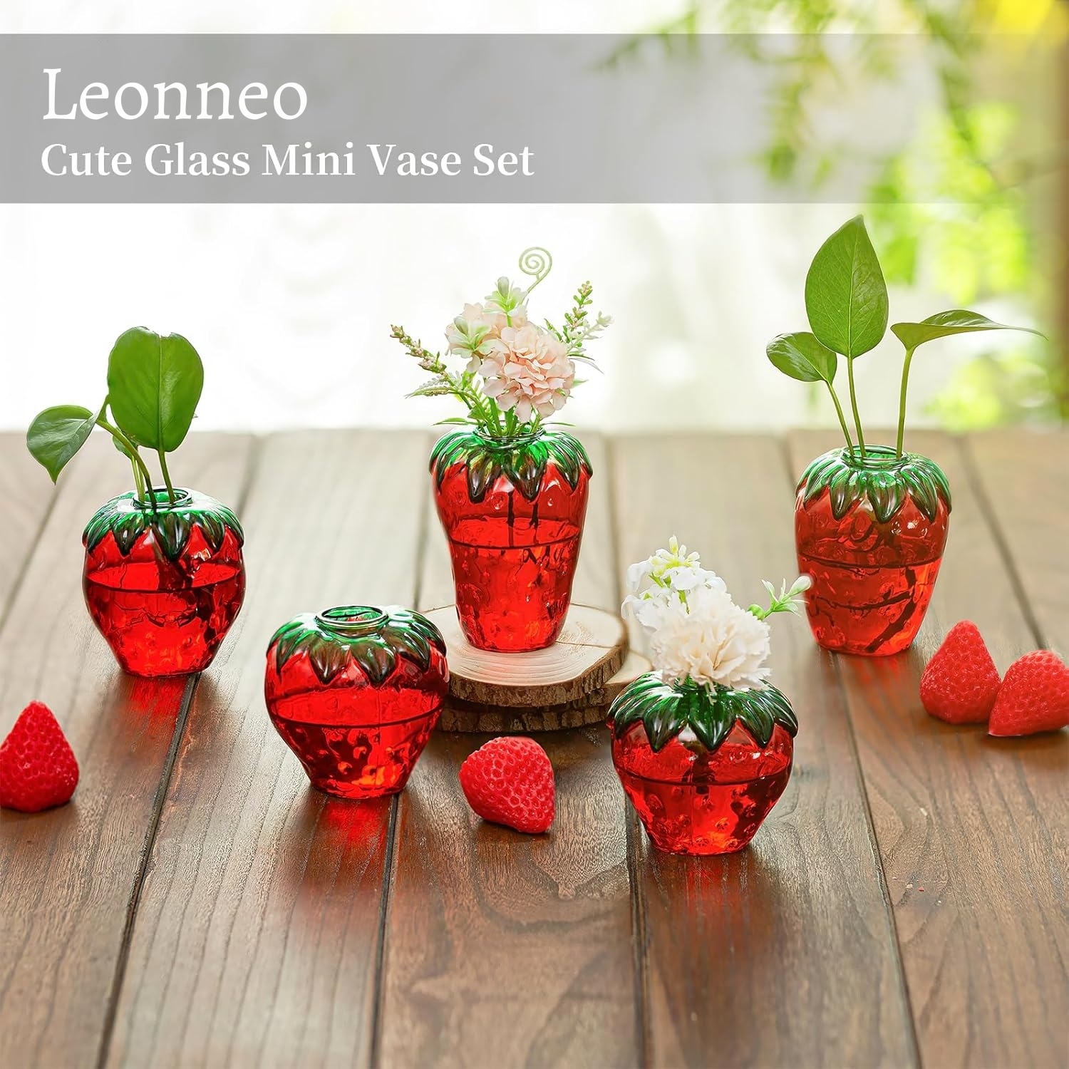 🔥On Sale🔥Set of 5 pcs Glass Strawberry Propagation Vase Decor With 12 Strong Magnets
