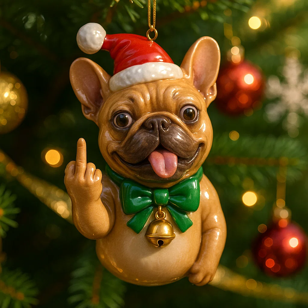 🤣 Funny French Bulldog Christmas Ornament