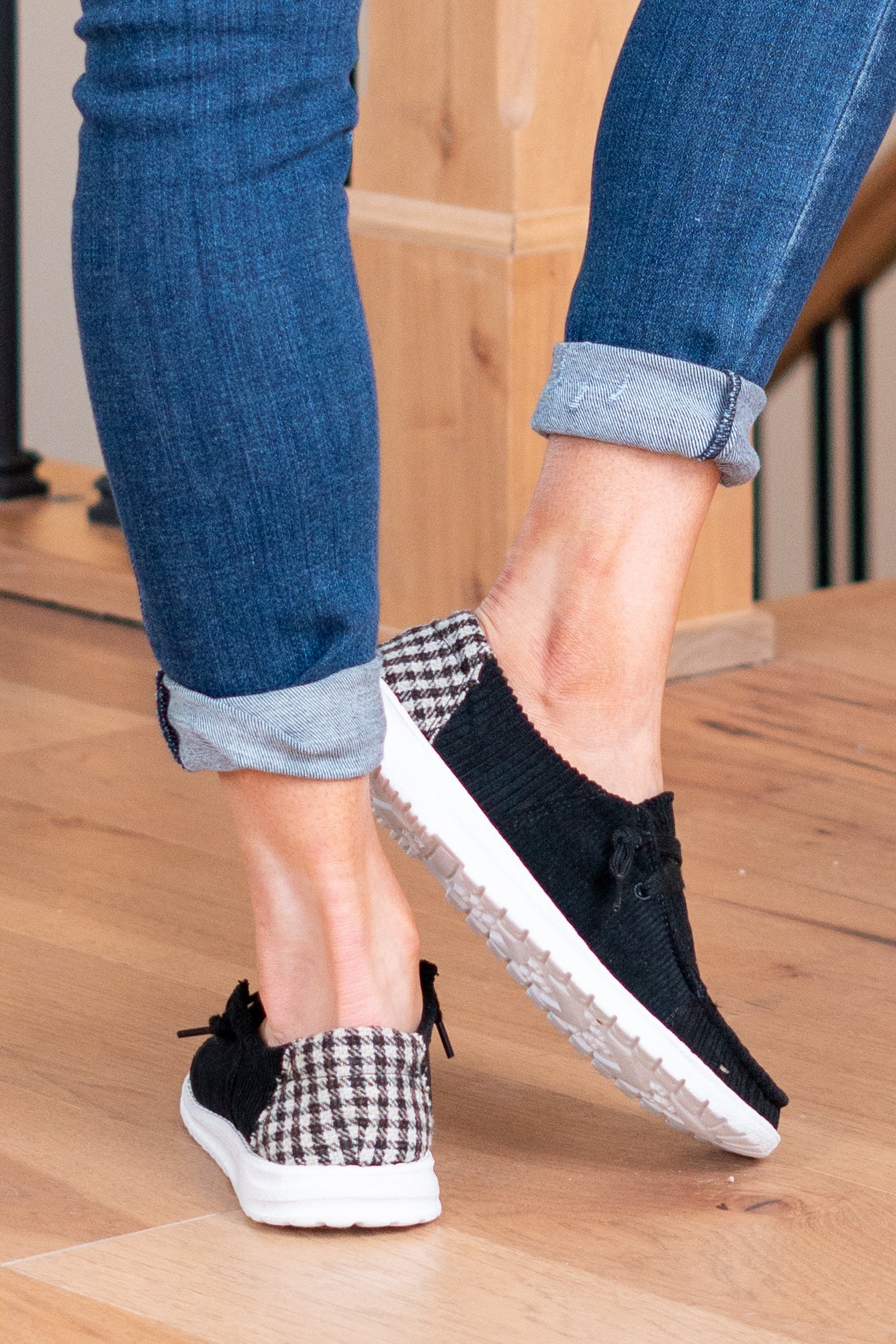 Prep Plaid Boat Shoes - Black