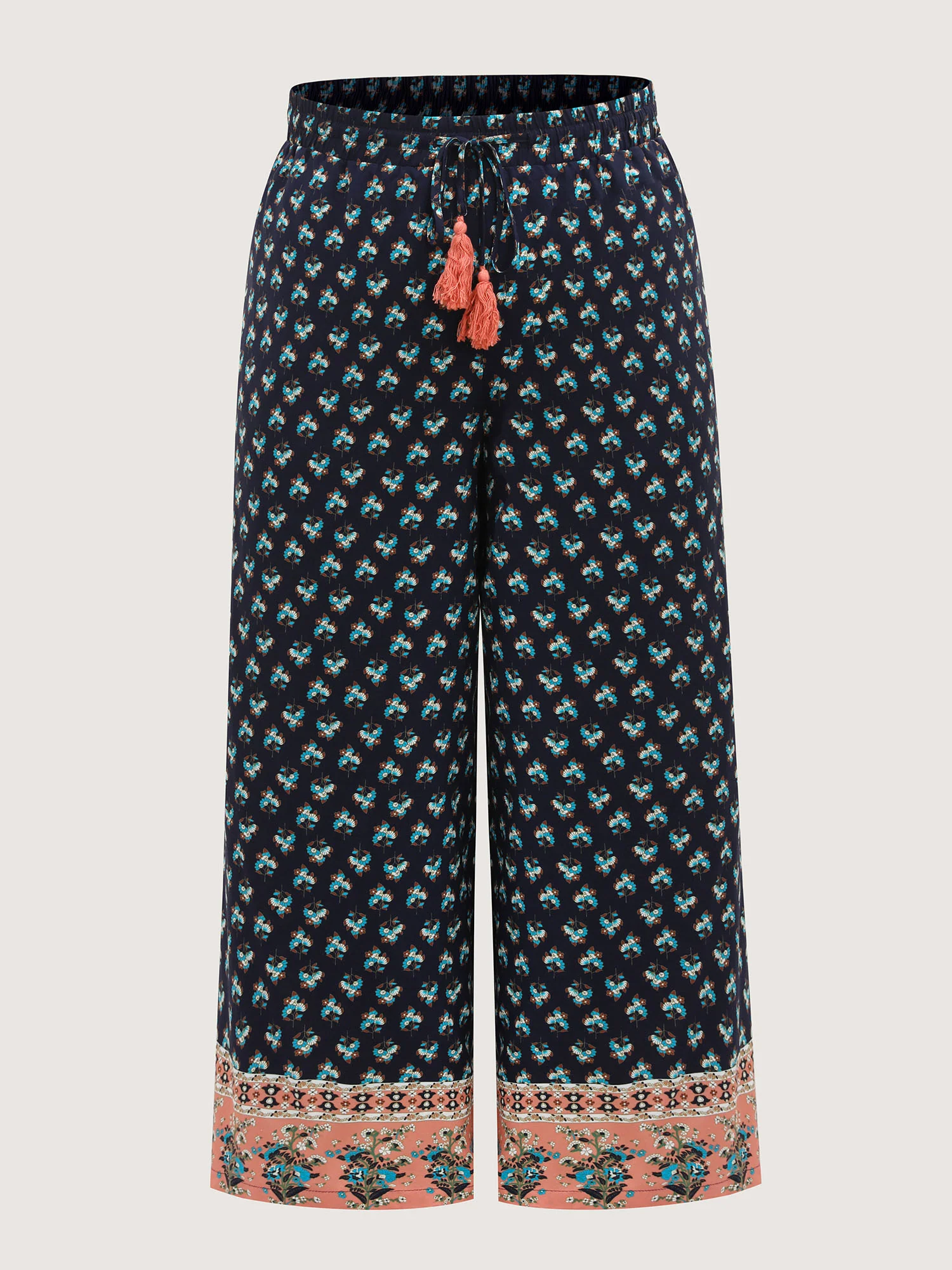 Boho Stretchy Waist Wide-Leg Pants
