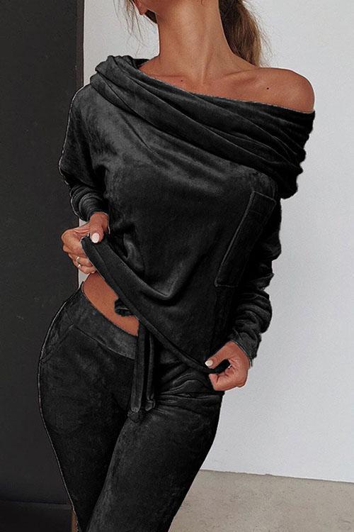 Heididress Off Shoulder Long SLeeve Top and Long Pants Sets
