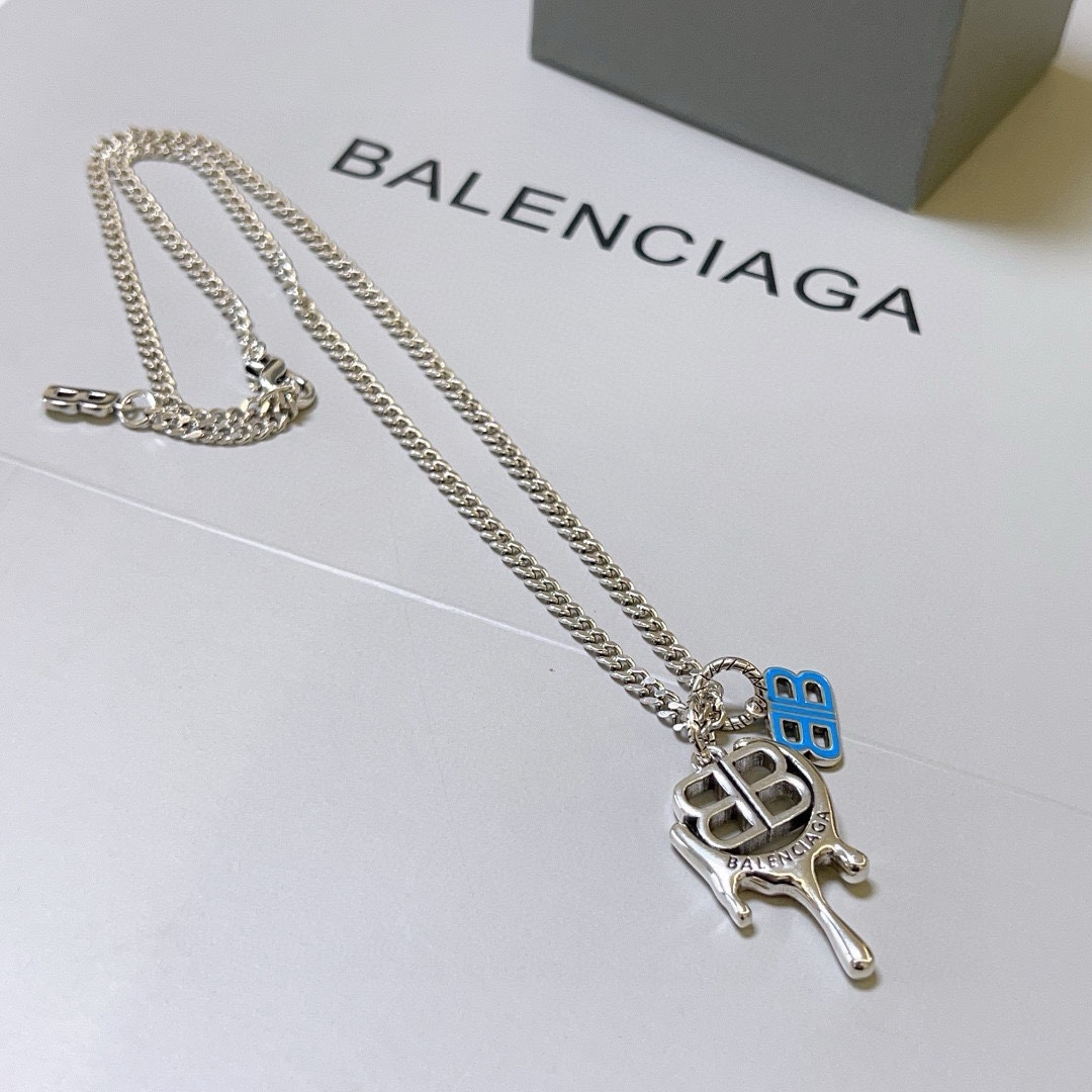Balenciaga Blue BB Chain Vintage Necklace