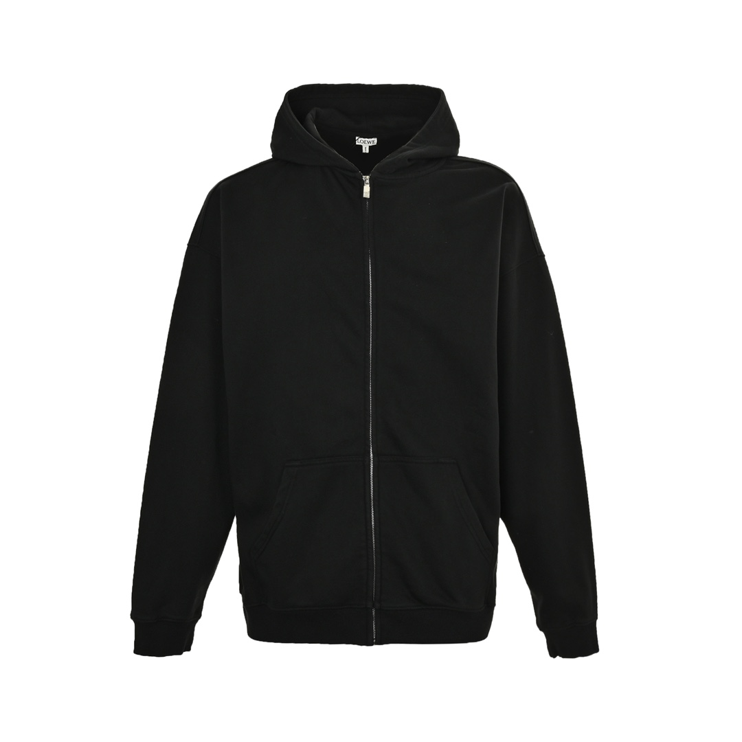 Loewe 24Fw hooded jacket with embossed logo and zip-up detailing