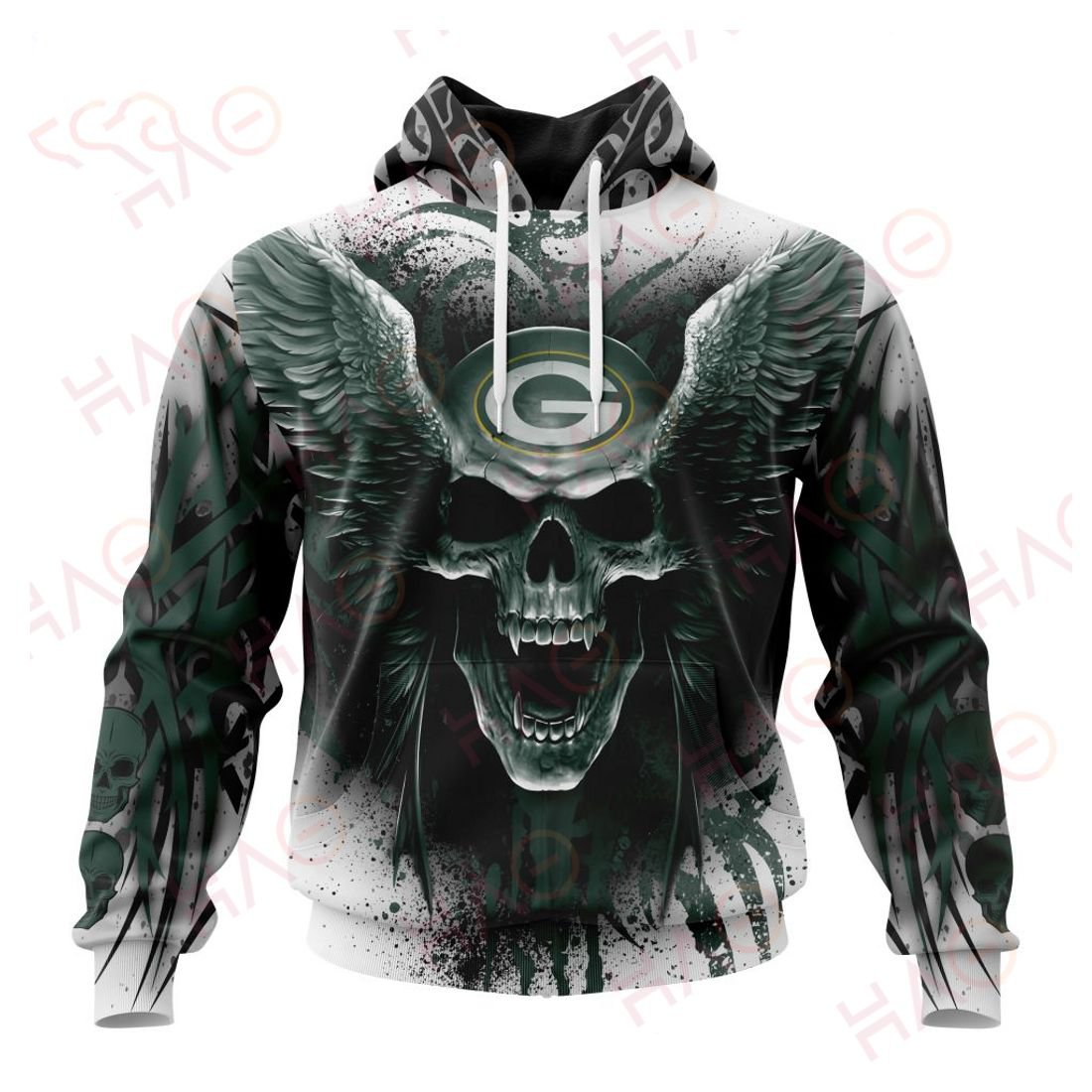GREEN BAY PACKERS 3D HOODIE SKULL ART