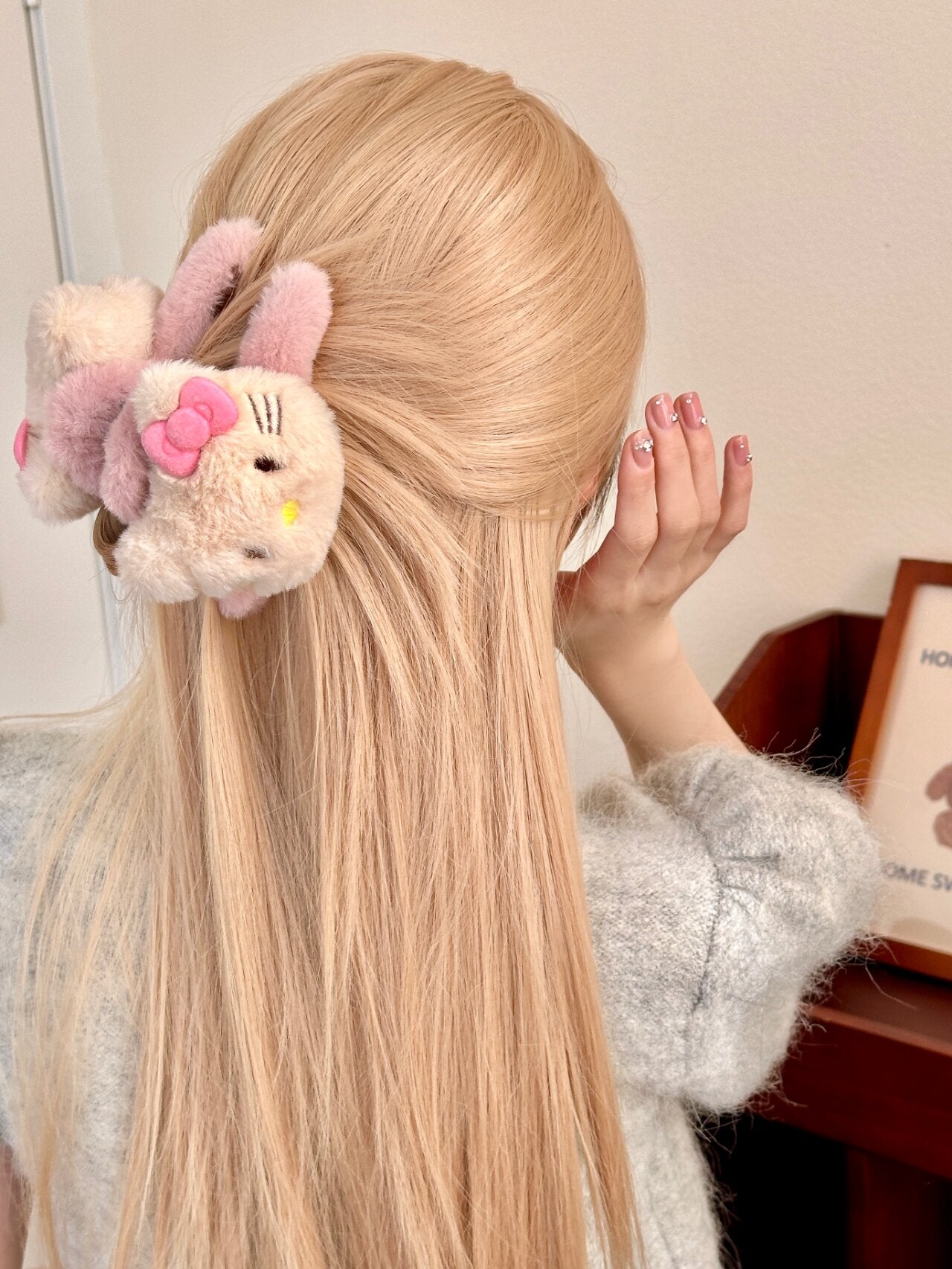 KT Plush Claw Clip for Thick Hair 2 Pcs Rectangular Cute Hair Clips for Women Large Hair Barrettes for Thin Hair Non Slip Hair Jaw Clips Strong Hold for Girls