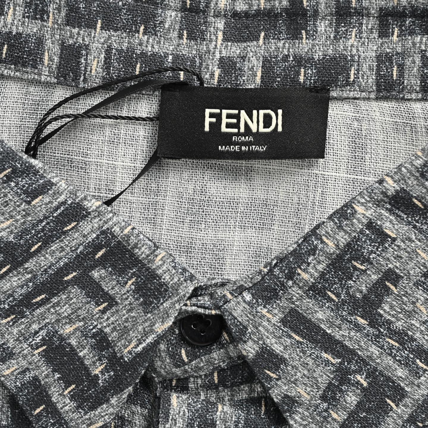 Fendi 25ss topstitched FF jacquard short-sleeved shirt