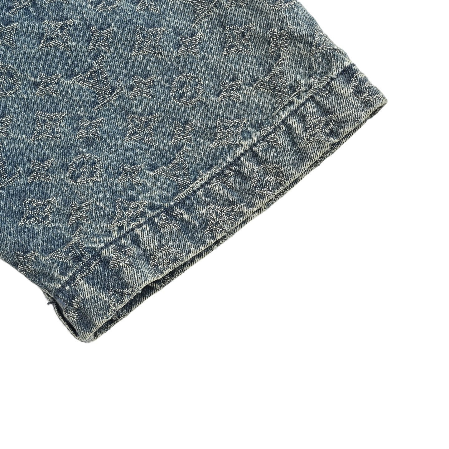 Louis Vuitton 25ss all-over monogram jacquard suit denim short-sleeved shirt