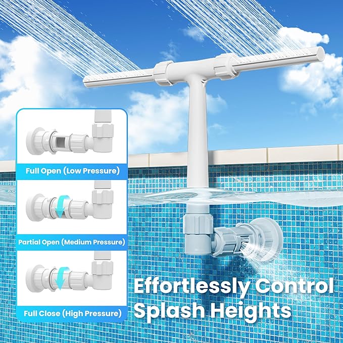 🔥Last Day Promotion-SAVE 50% OFF🔥Adjustable Pool Fountain Sprayer With Adapter🔥For Inground & Hard-Sided Aboveground Swimming Pools - Easy Attach to Return Fitting