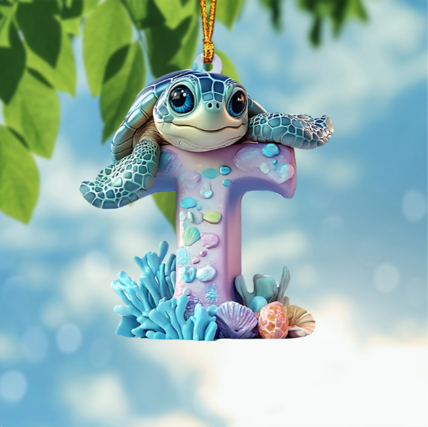 Cute Turtle Letter Shaped Ornament