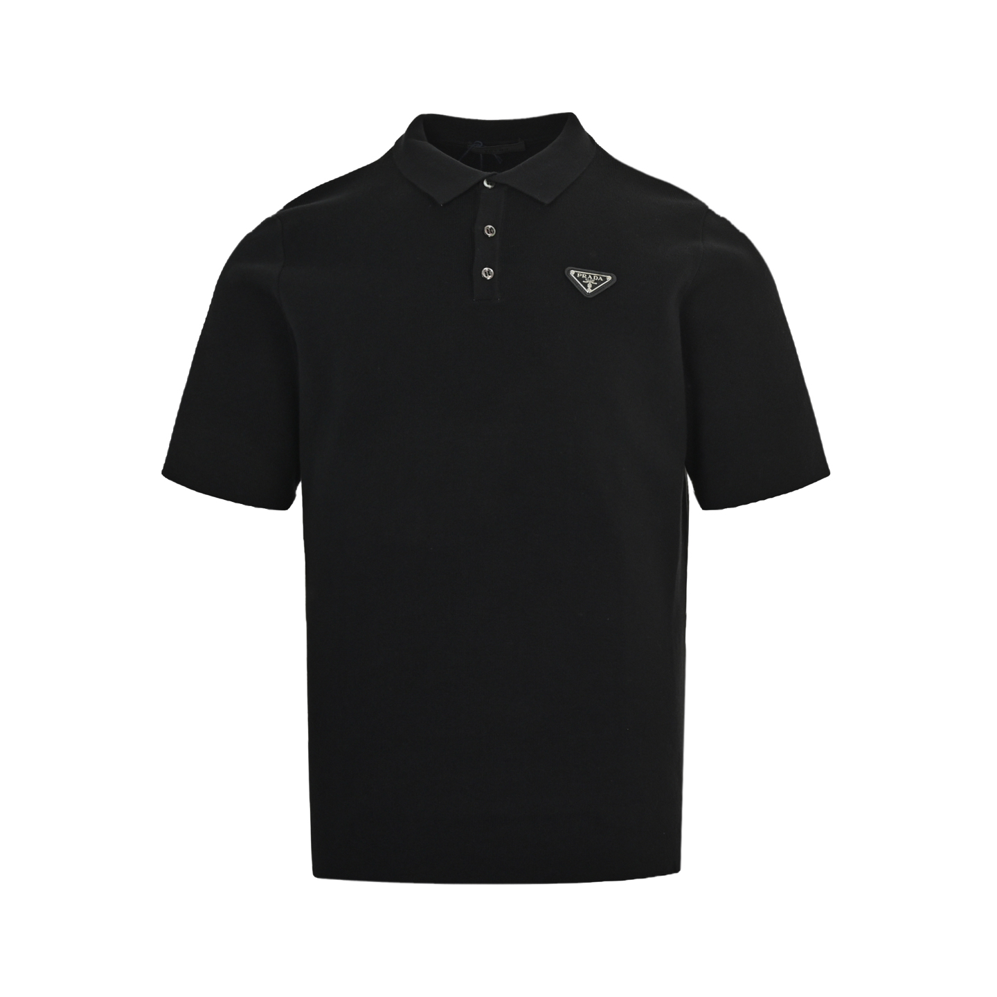 Prada triangle logo knitted Polo short sleeve