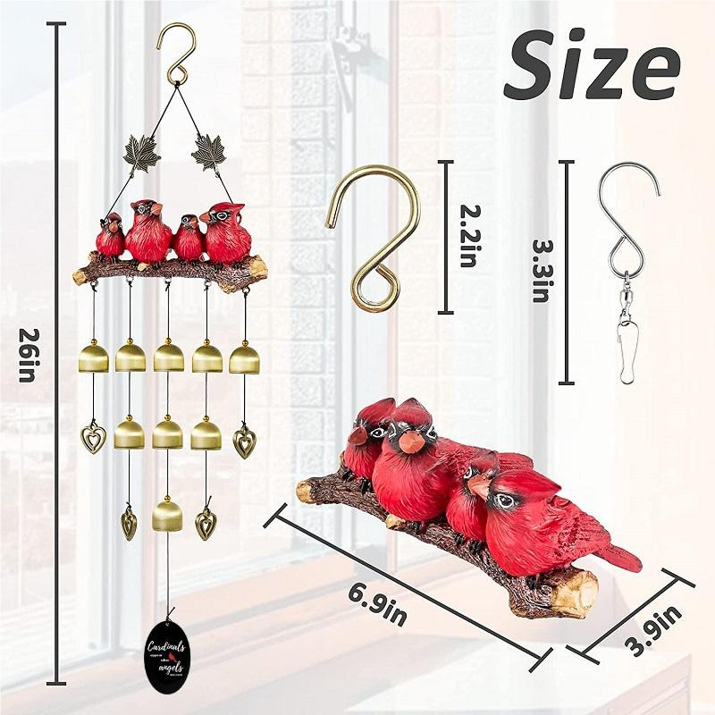 (🔥Last Day Clearance Sale-SAVE 50% OFF)Gardenvy Cardinal Wind Chime for Garden, Backyard, Church, Red-BUY 2 FREE SHIPPING
