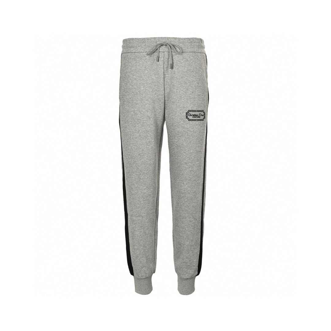 Dior 24Fw silver logo embroidered trousers