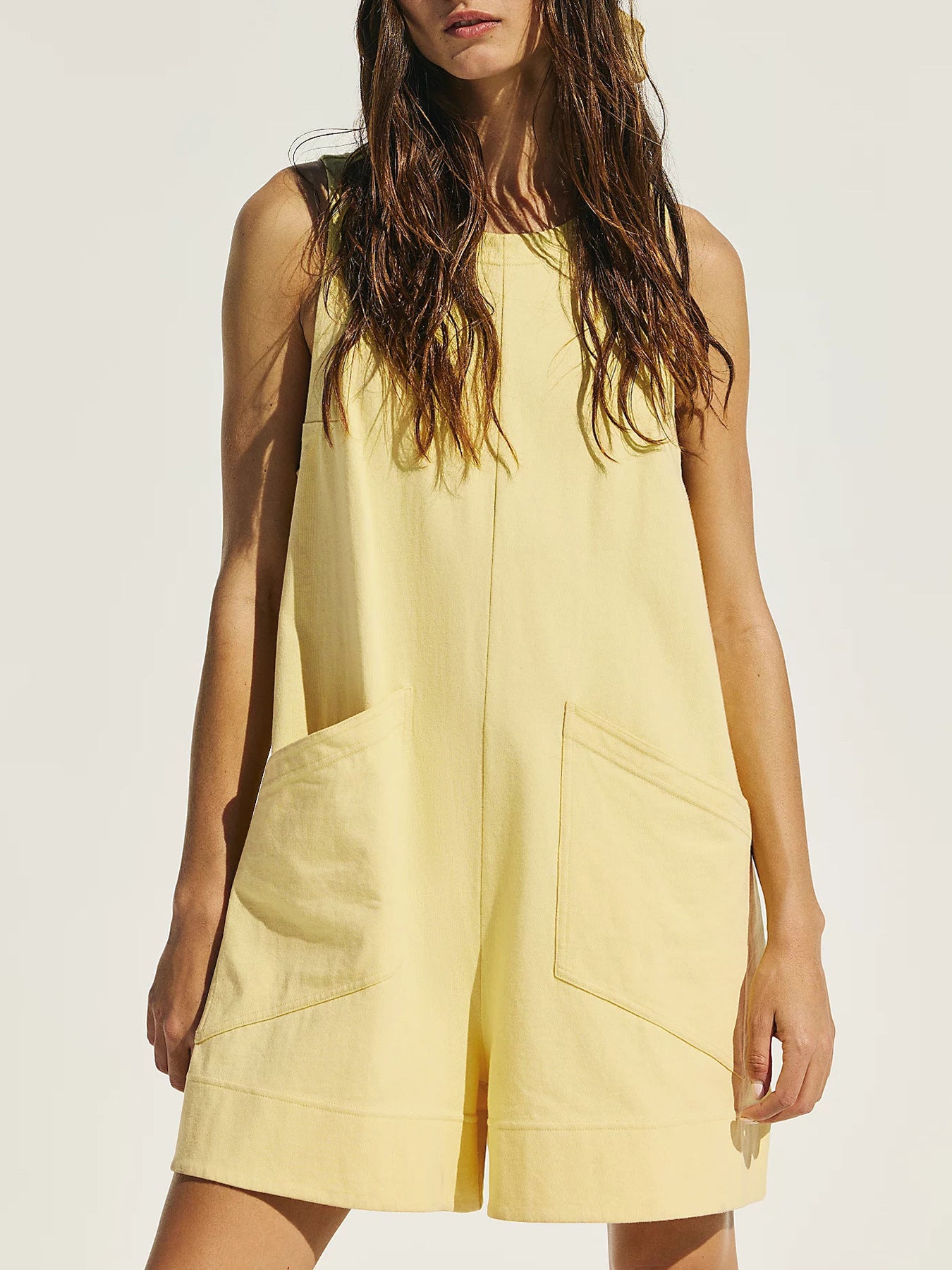 Women's Casual Cotton Linen Vest Jumpsuit