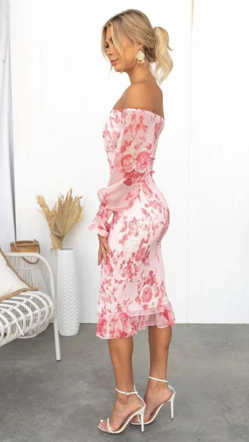Off Shoulder Midi Dress