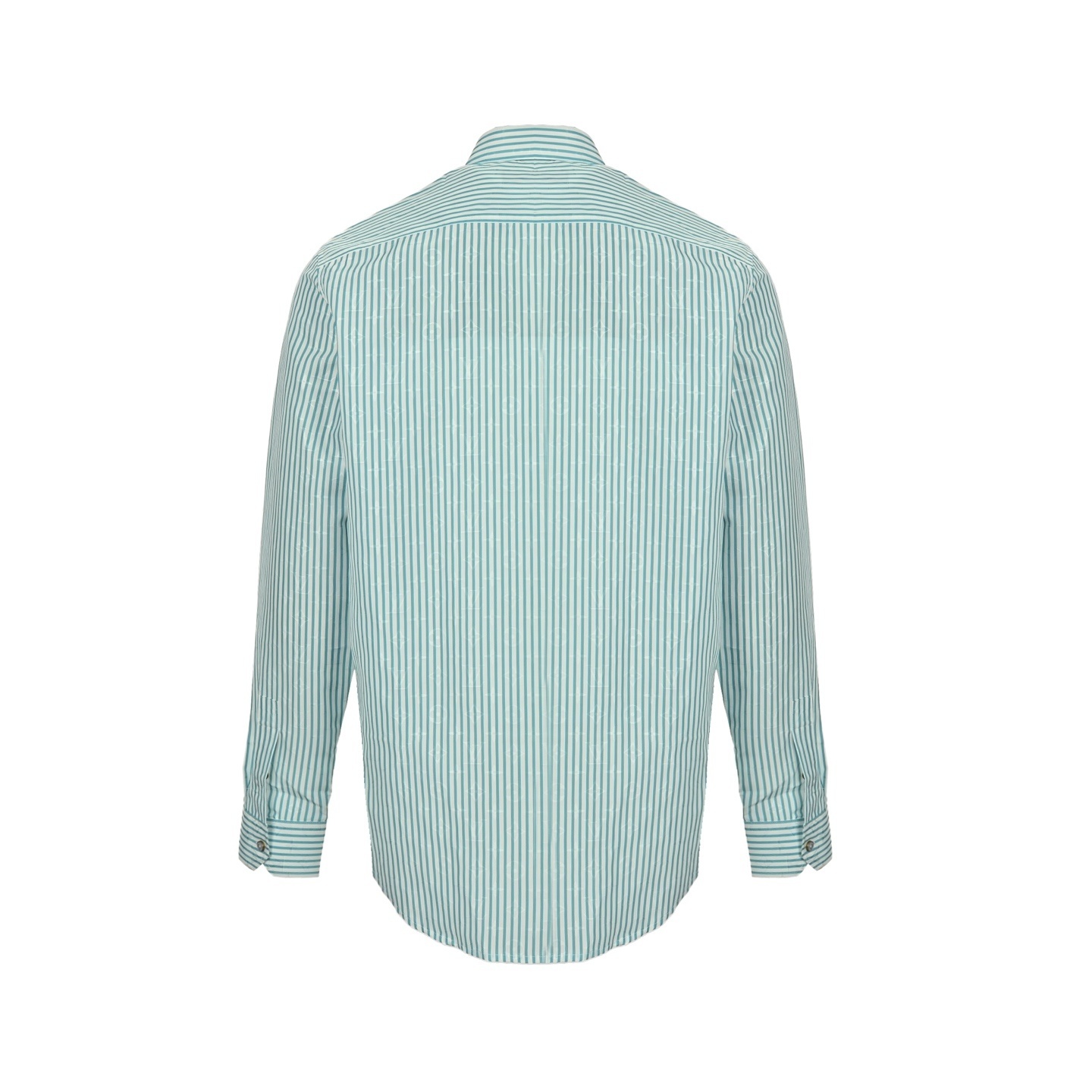 Louis Vuitton 25Fw green striped long-sleeved shirt with logo patch