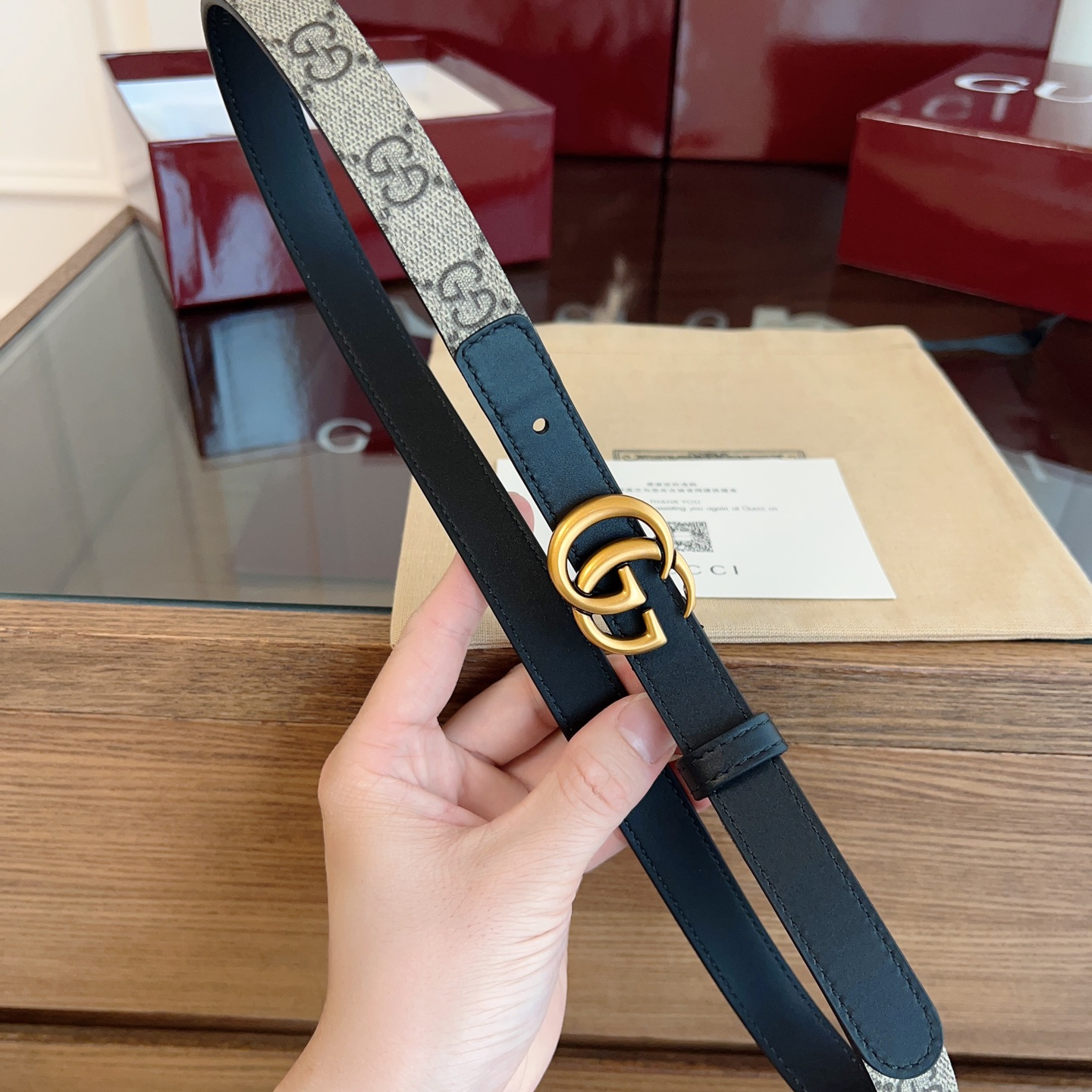 Gucci Double G steel buckle women's cowhide double-sided belt width 2.0cm