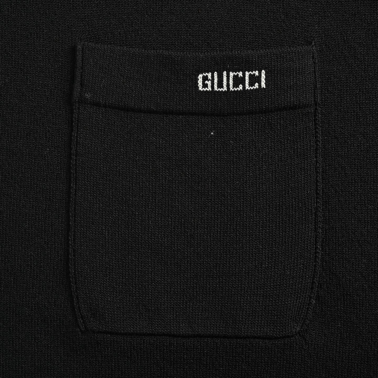 Gucci 25ss Pocket Lettering Intarsia Knitted Polo Short Sleeve