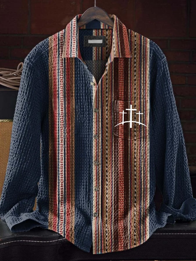 Men's Faith Cross Print Waffle Shirt