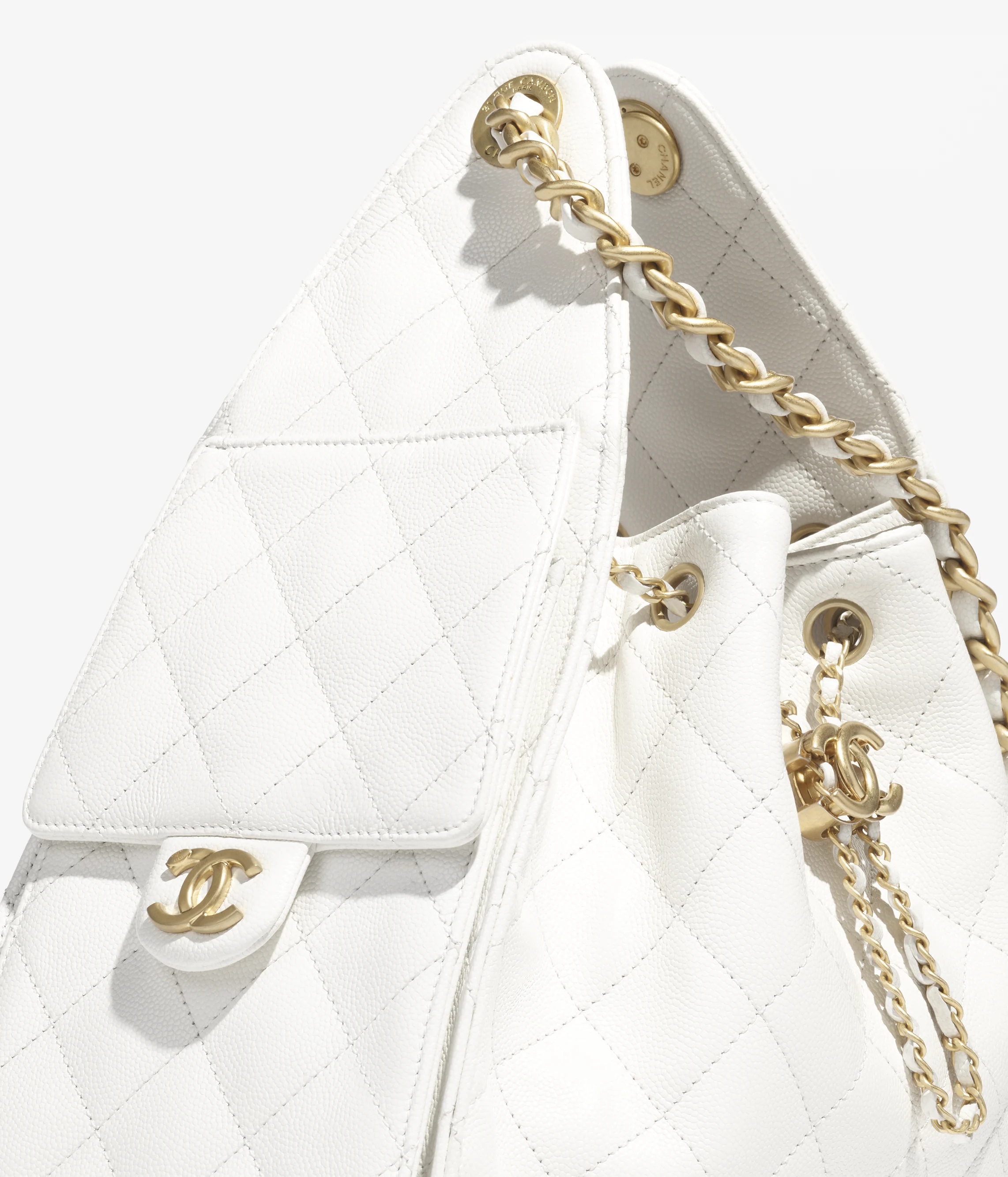 Chanel Small 25 Grained Calfskin & Gold-Tone Metal White AS5293-B20304-10601
