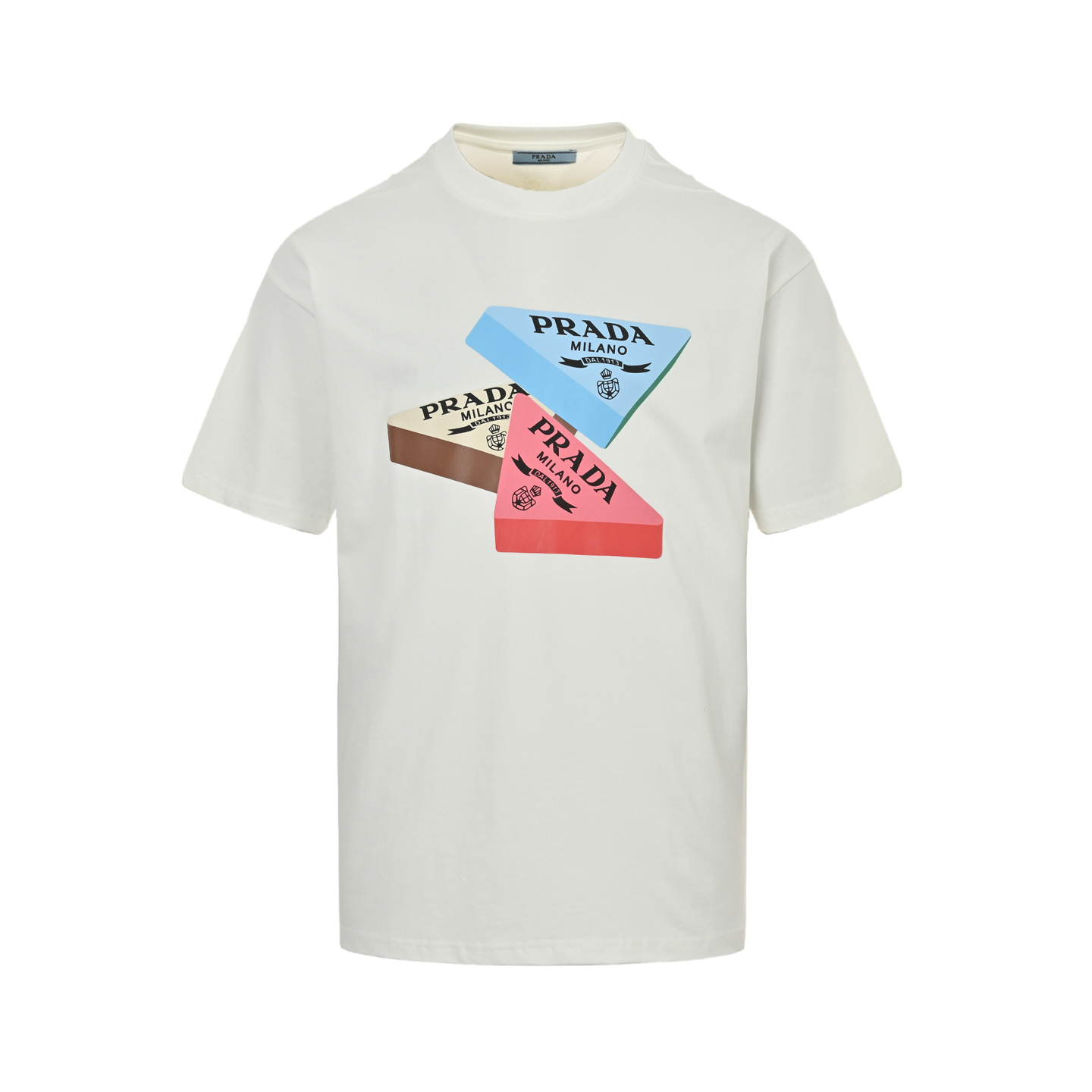 Prada 3D triangle logo print short sleeves