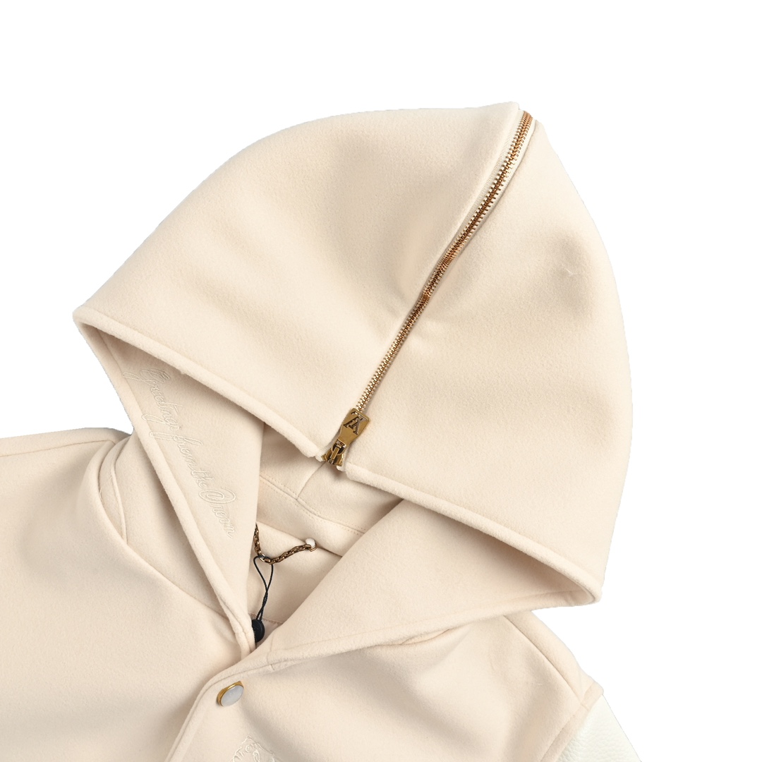 Louis Vuitton 24Fw Nautical Collection Pearl Embroidered Conch Hooded Baseball Jacket