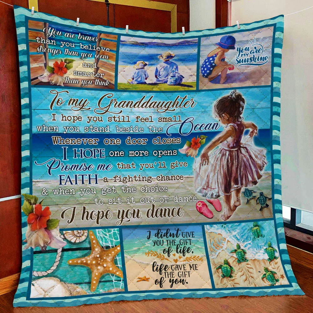 Grandma To Granddaughter, Beach Life Quilt Blanket