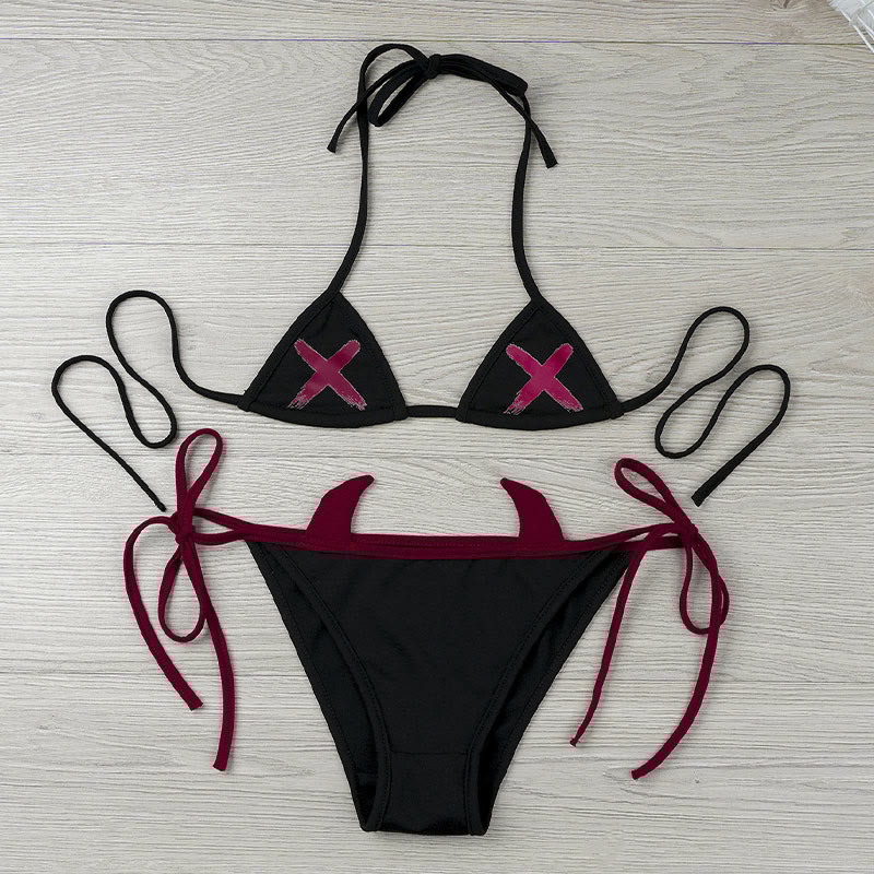 Demon Bikini Hoodie Lingerie Set