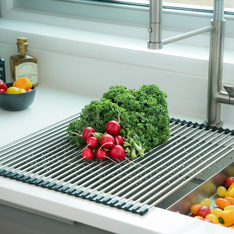 Multipurpose Over-Sink Roll-Up Dish Drying Rack