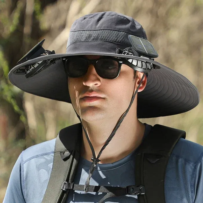 🔥EARLY SUMMER SALE 50% OFF⚡- Outdoor Wide Brim Sun Hat With Solar Fan