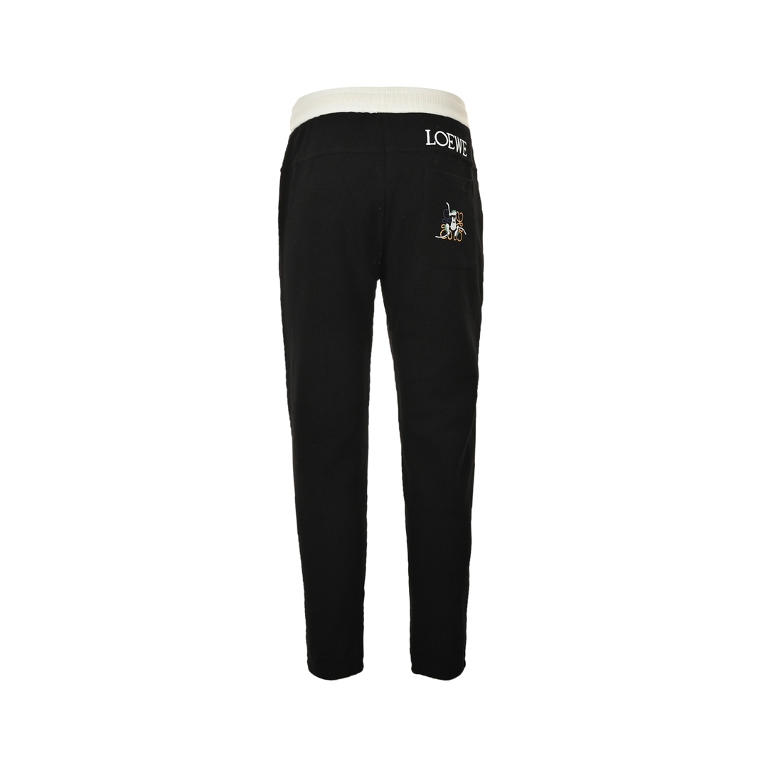 Loewe Big Pocket Chinchilla Colorblock Embroidered Waffle Trousers