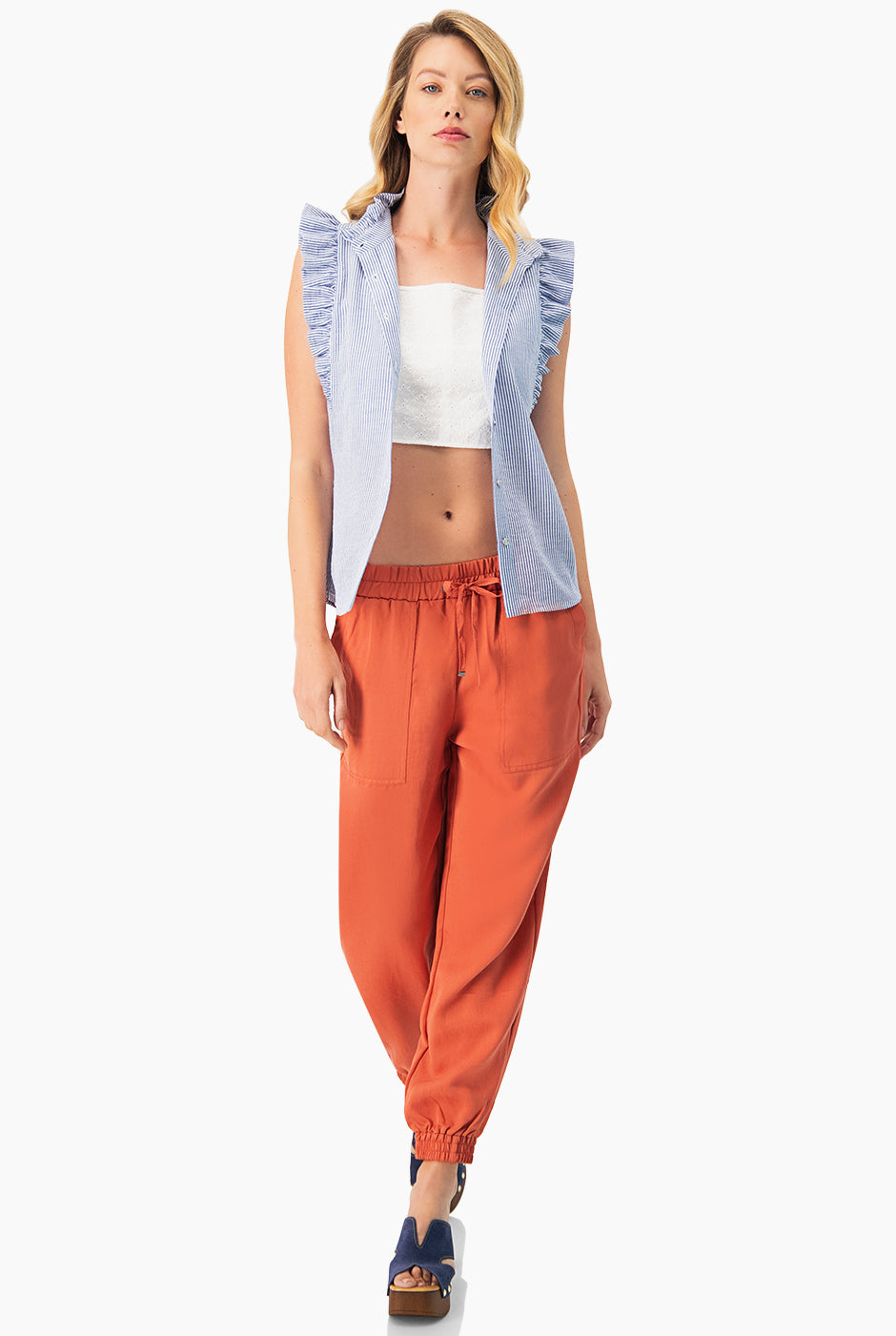 Blusa rayada de botones frontales