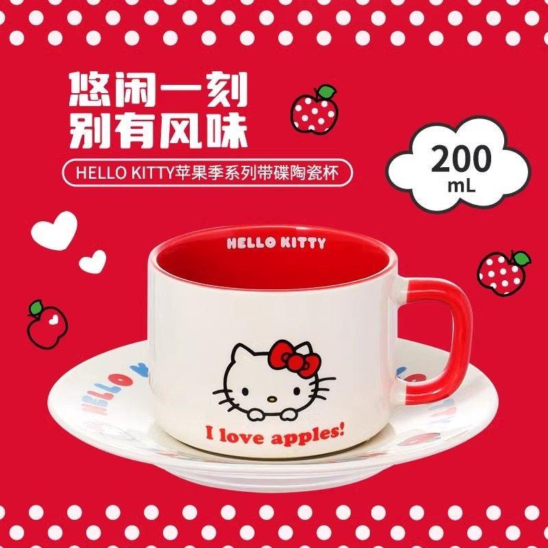 Hellokitty 50th Anniversary Ceramic Coffee Mug Cup with Saucer