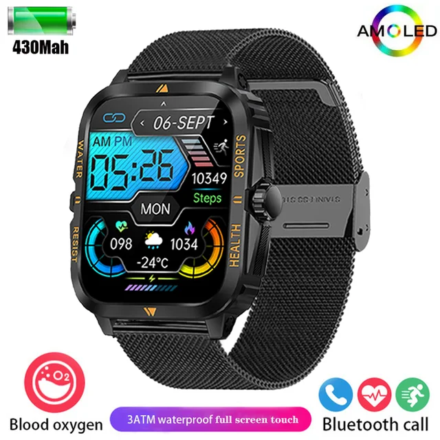 New men's three-proof outdoor 3ATM deep waterproof smartwatch 1.93inch430Mah large battery HD Bluetooth call smartwatch + box
