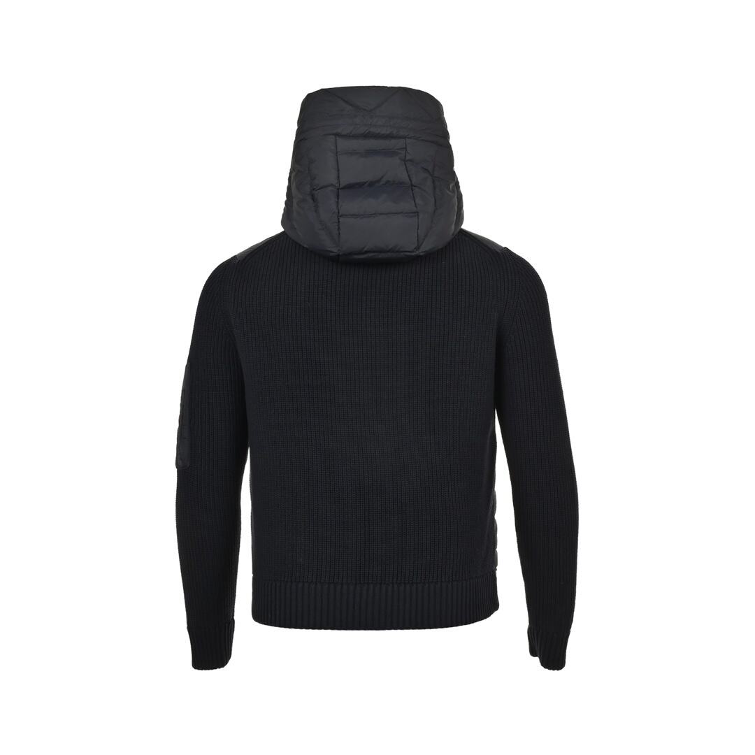 Moncler 24Fw sleeve patchwork knitted hooded lightweight down jacket