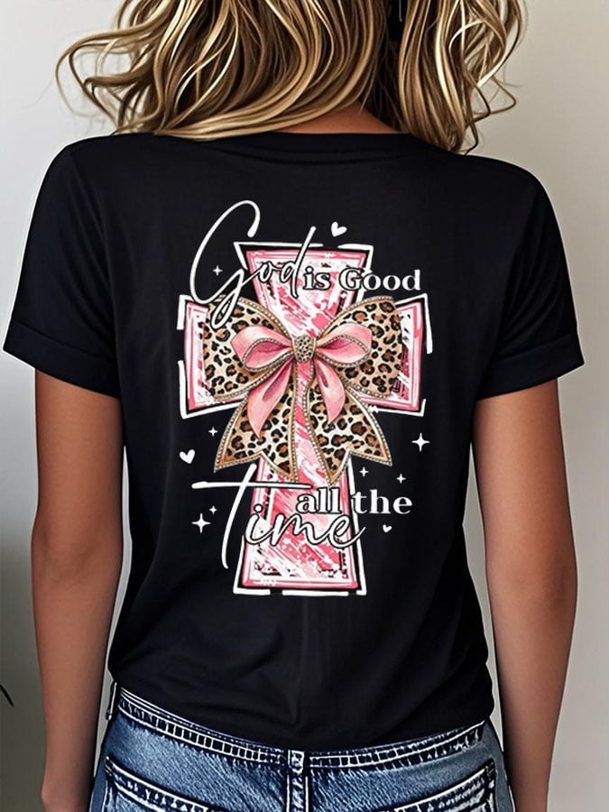 Women's God Is Good All The Time Print Crew Neck T-Shirt