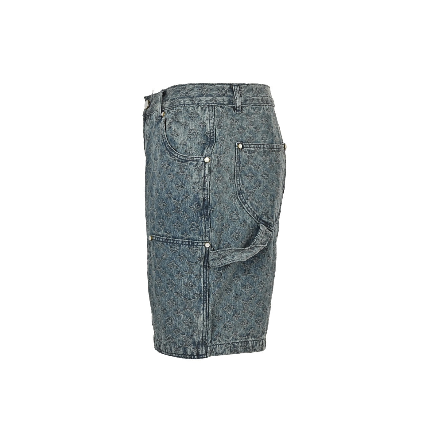 Louis Vuitton 25ss all-over monogram jacquard suit with denim shorts