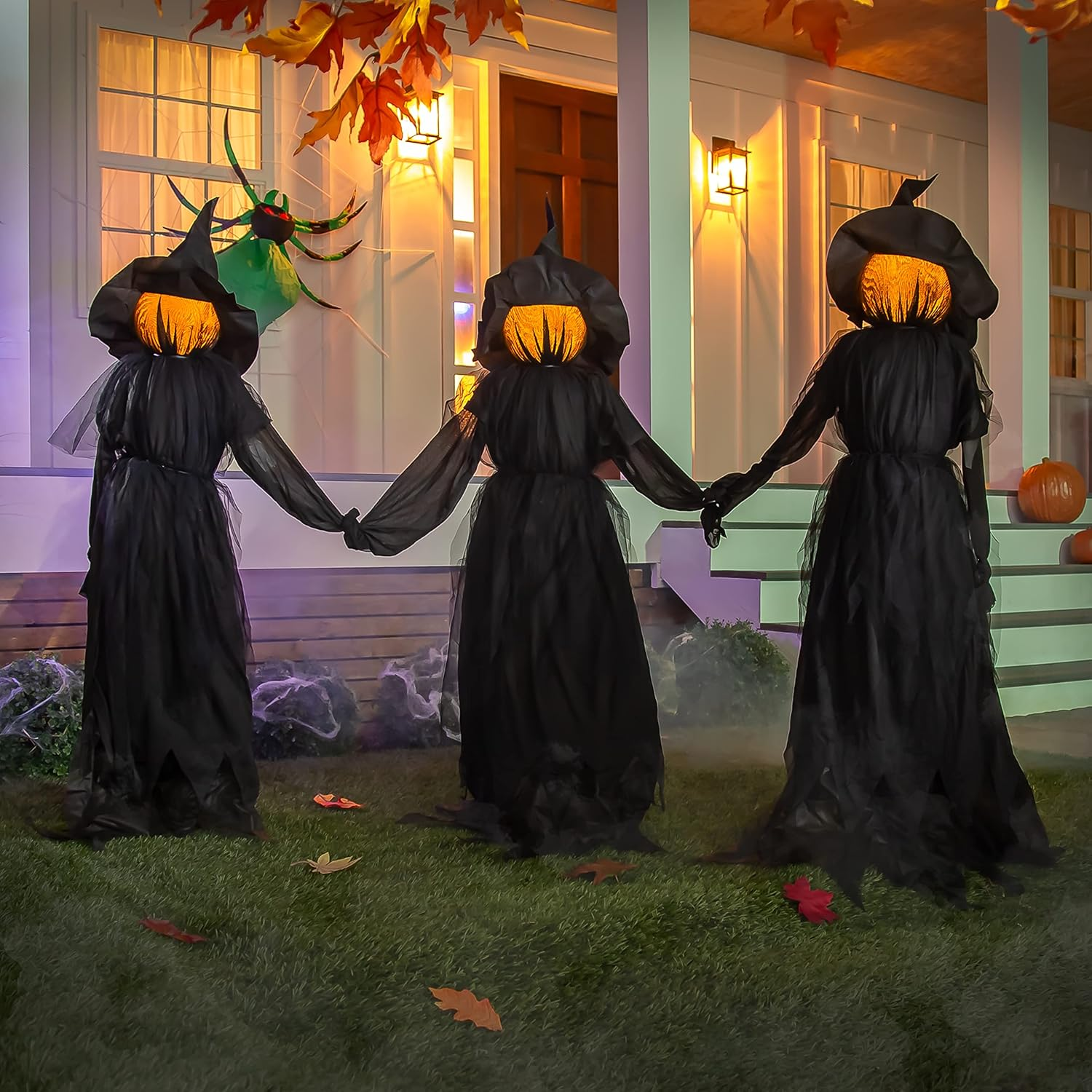 LED Halloween Black Witches with Hats Stakes | 4 Feet Tall | Outdoor Safe | Weatherproof Battery Operated