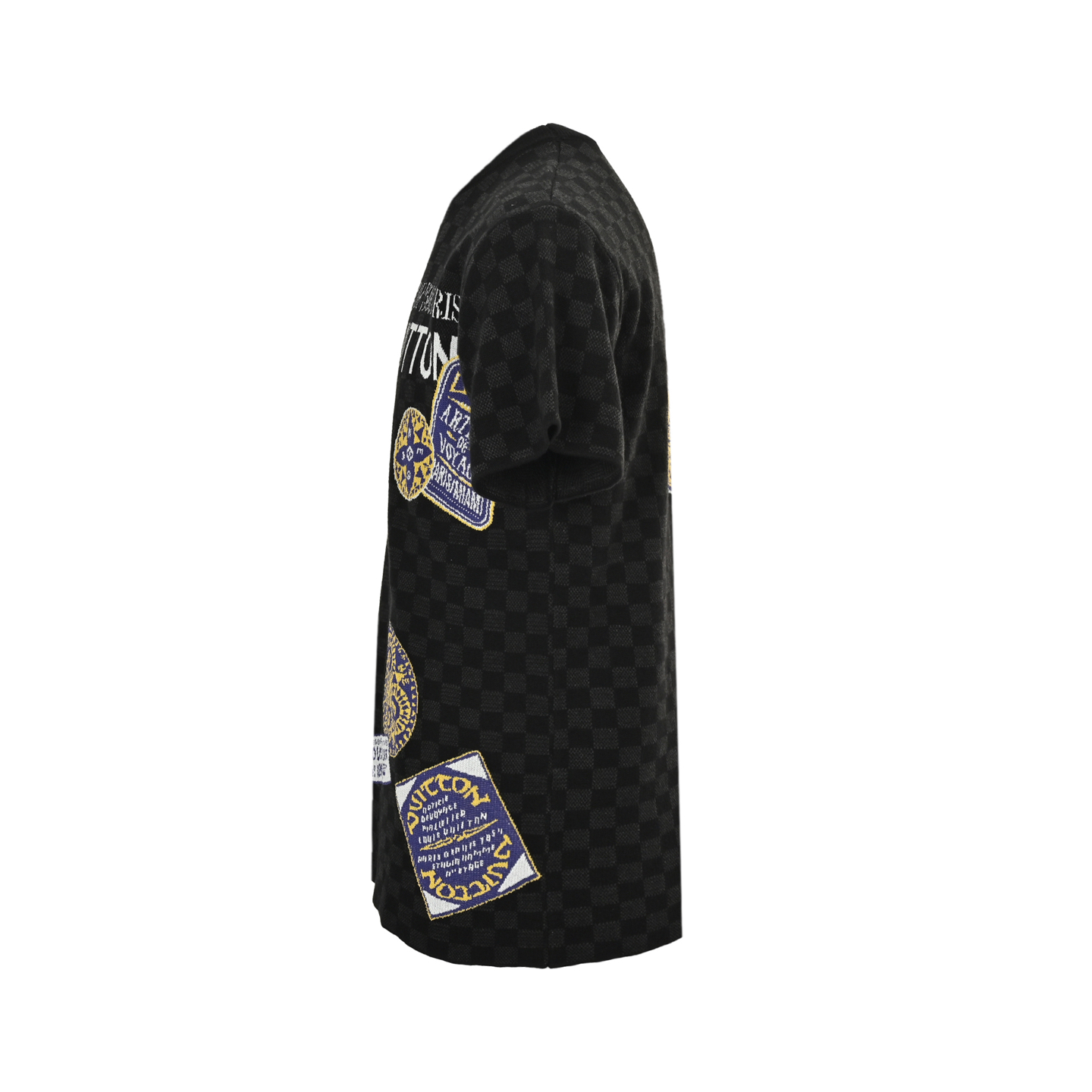 Louis Vuitton 25ss luggage tag checkerboard jacquard knit short sleeve